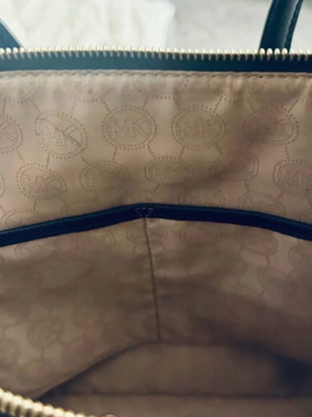 Michael Kors Blue Saffiano Shoulder Bag with Gold Hardware